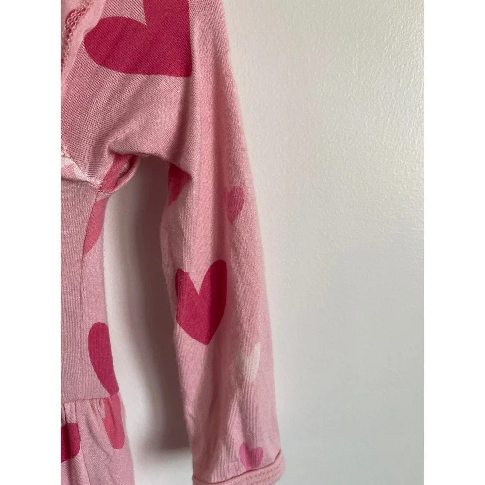 Kyte Baby Crepe Hearts Bamboo Long Sleeve Bodysuit Twirl 6-12 Months